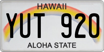 HI license plate YUT920