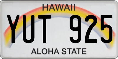 HI license plate YUT925