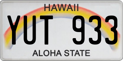 HI license plate YUT933
