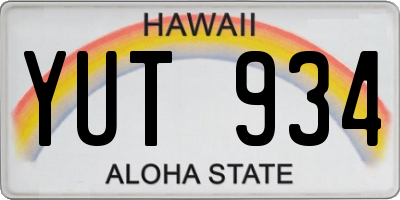 HI license plate YUT934