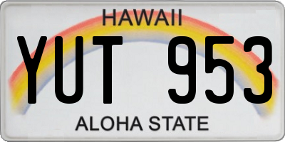 HI license plate YUT953