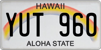 HI license plate YUT960