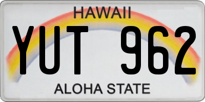 HI license plate YUT962