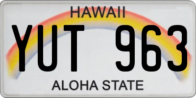 HI license plate YUT963