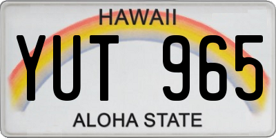HI license plate YUT965
