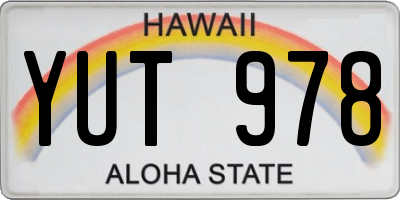 HI license plate YUT978