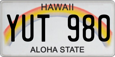 HI license plate YUT980