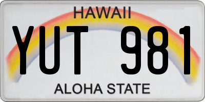 HI license plate YUT981