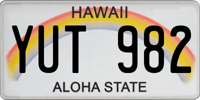 HI license plate YUT982