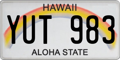HI license plate YUT983