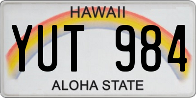 HI license plate YUT984