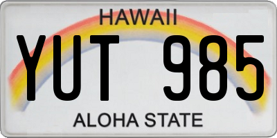 HI license plate YUT985
