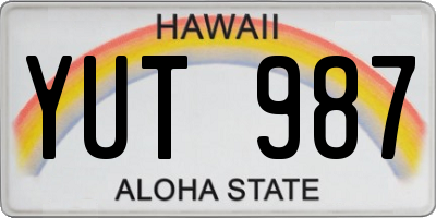 HI license plate YUT987