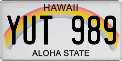 HI license plate YUT989