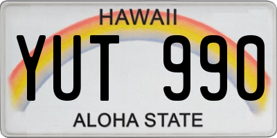 HI license plate YUT990