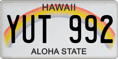 HI license plate YUT992