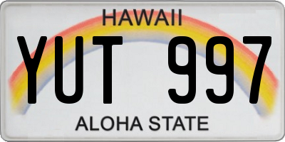 HI license plate YUT997