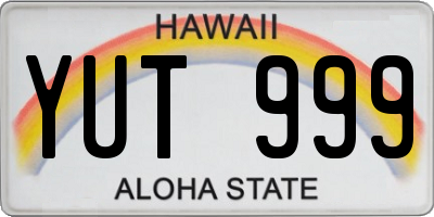 HI license plate YUT999