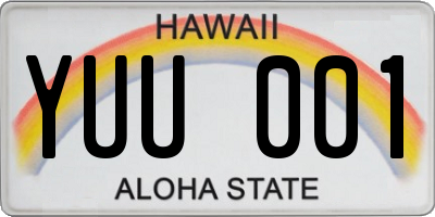 HI license plate YUU001