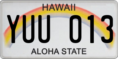 HI license plate YUU013
