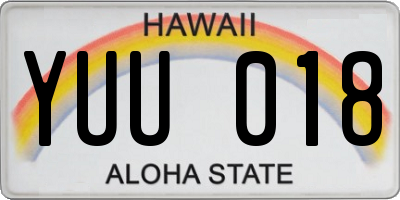 HI license plate YUU018