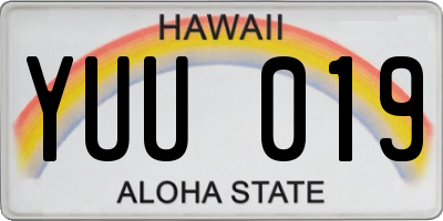 HI license plate YUU019