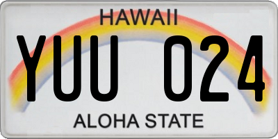 HI license plate YUU024