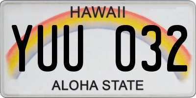 HI license plate YUU032
