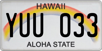 HI license plate YUU033