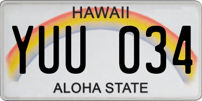 HI license plate YUU034
