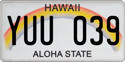 HI license plate YUU039