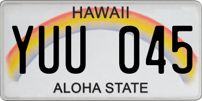 HI license plate YUU045