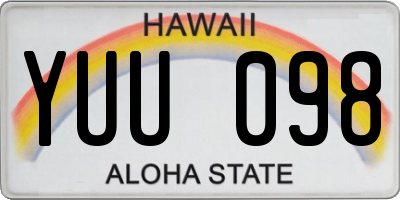 HI license plate YUU098