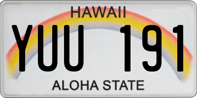 HI license plate YUU191