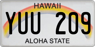 HI license plate YUU209