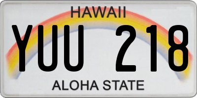 HI license plate YUU218