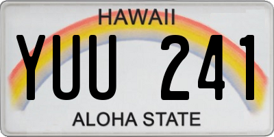 HI license plate YUU241