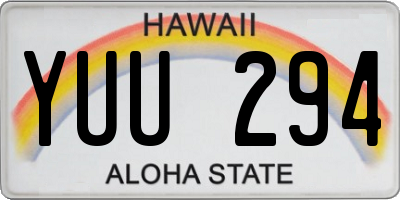 HI license plate YUU294