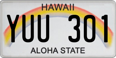 HI license plate YUU301