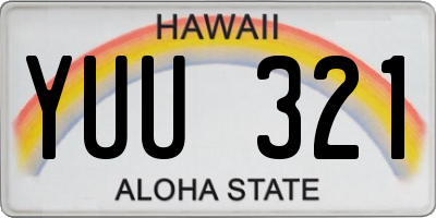 HI license plate YUU321