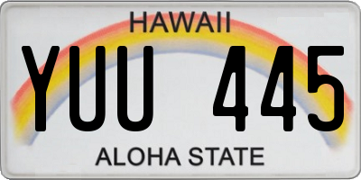 HI license plate YUU445