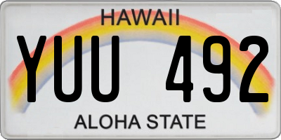 HI license plate YUU492