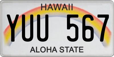 HI license plate YUU567