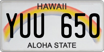 HI license plate YUU650