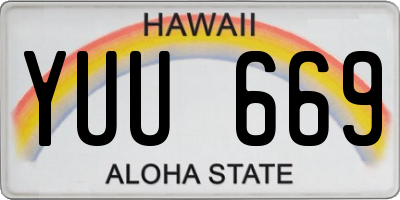 HI license plate YUU669
