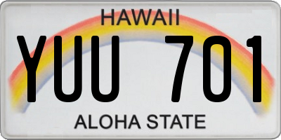 HI license plate YUU701