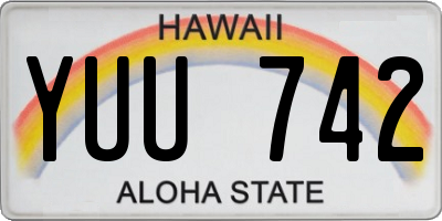 HI license plate YUU742