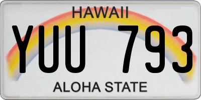 HI license plate YUU793
