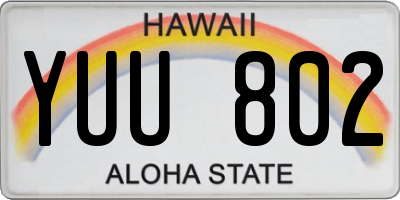HI license plate YUU802