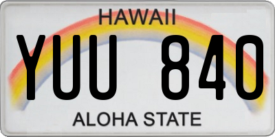 HI license plate YUU840